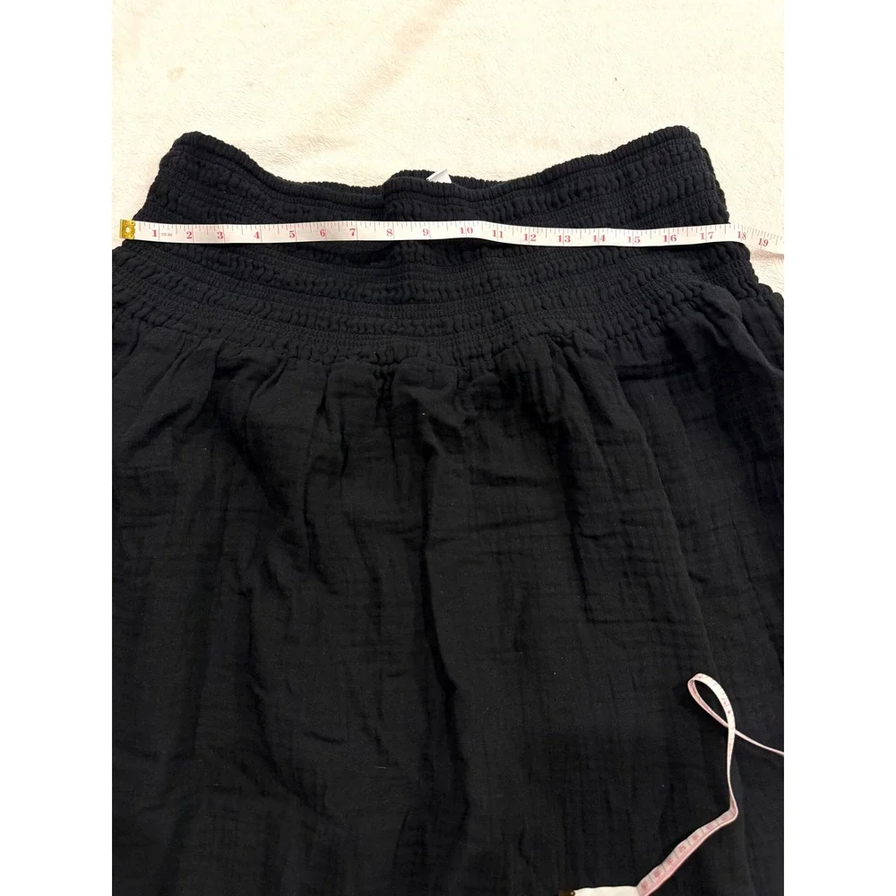 Old Navy Black Smocked Waist Cotton Gauze Maxi Skirt XL Relaxed Boho Flowy